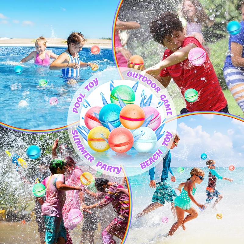 2024 Upgraded Magnetic Reusable Water Balloons Fast Refillable for Kids Outdoor Activities, latex-free Kids Pool Beach Bath Toys, Self-Sealing Water Bomb Quick Fill for Summer Games