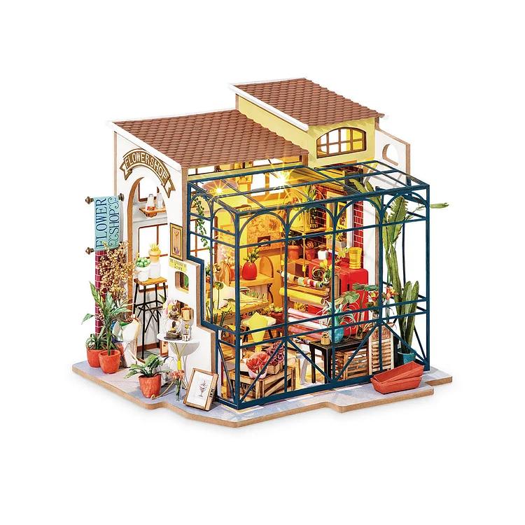 Rolife Emily's Flower Shop DIY Dollhouse Kit Mini House with Furnitures Accessories 1:24 Scale Craft Kit