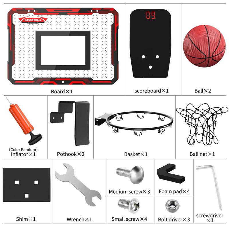 Kids Basketball Toys, 1 Set Indoor Basketball Hoop Toy with Digital Score Display, Wall-mounted Basketball Toy, Kids Toys, Basketball Toys for Teens