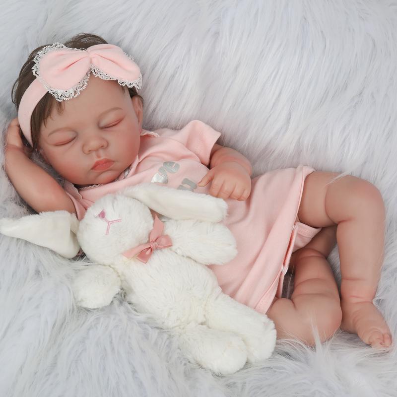 Wooroy Realistic Baby Doll - Birthday Gift, Girl Gift, Kids Gift, Reborn Baby Dolls Sleeping Girl - 19 Inches Cloth Body Realistic Newborn Baby Doll That Look Real for Kids Age 3+, Christmas Gift, Big Sister Gift