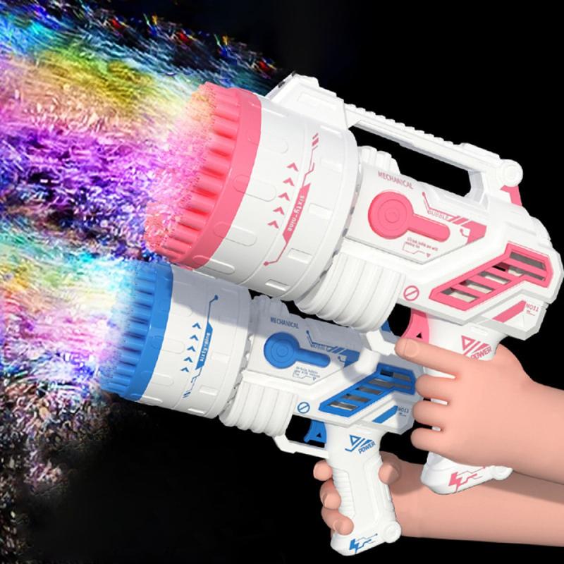 [Hot Sale in Hot Summer] Bubble Machine 69 Holes with Colorful Lights,Bubblegun Machine for Kids and Adults, Suitable for Parties, Gatherings, Camping, Weddings (Include 2 Bottles of Bubble Solution) bubbletoy