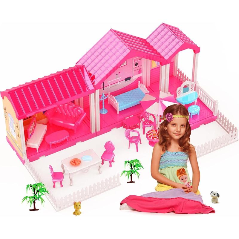 Dollhouse, Dollhouses Gifts for Girls, Doll House Playhouse Toys, 5 Stories 15 Rooms Doll Houses Dolls House for 4 5 6 7 8 9 10 Year Old Girls