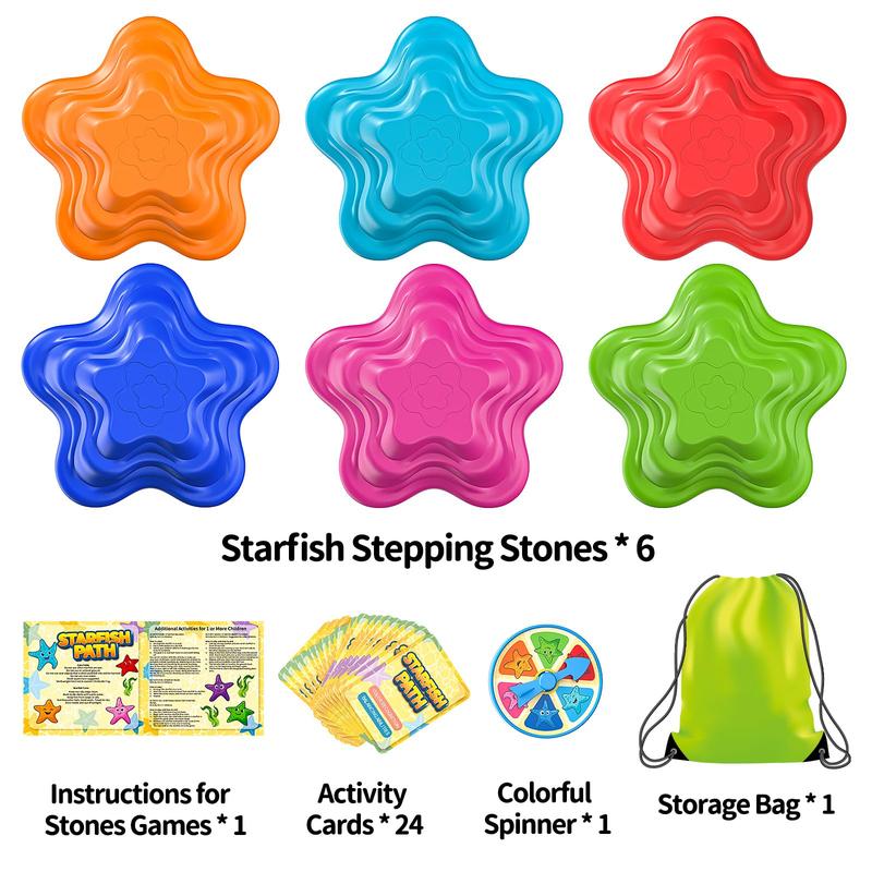 Stepping Stones , 6 PCS STARFISH Balance Coordination Toys, Exercise Indoor and Outdoor Boy Toy , Obstacle Course Jumping Stone