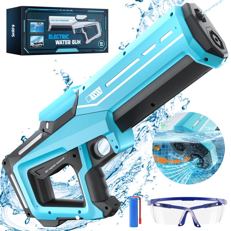 Skirfy Electric Water Toys, Automatic Water Suction with 19-32Ft Shooting Range, Battery Powered Waterproof Water Toy, Pool Beach Outdoor Party Toys