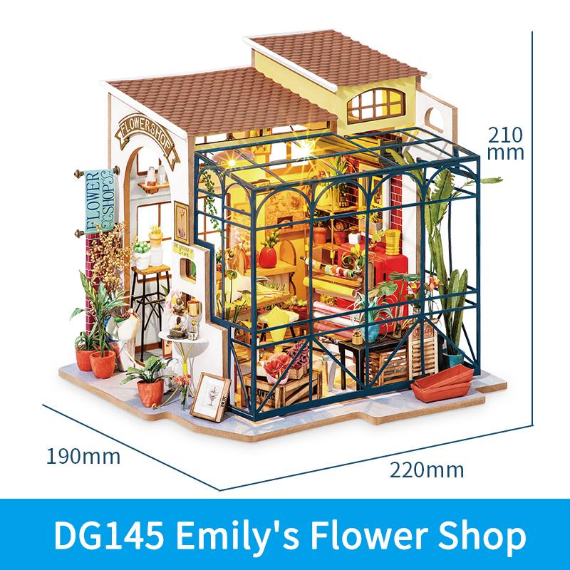 Rolife Emily's Flower Shop DIY Dollhouse Kit Mini House with Furnitures Accessories 1:24 Scale Craft Kit