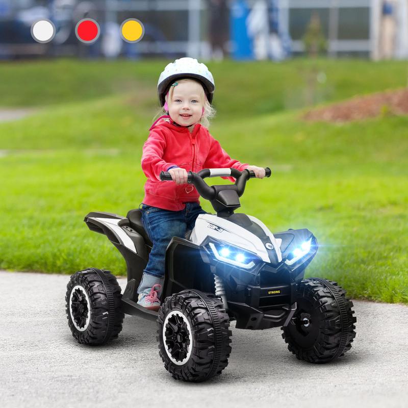 Aosom 12V Kids ATV Quad Car, Battery-Powered Four Wheeler for Kids with Music, Headlights