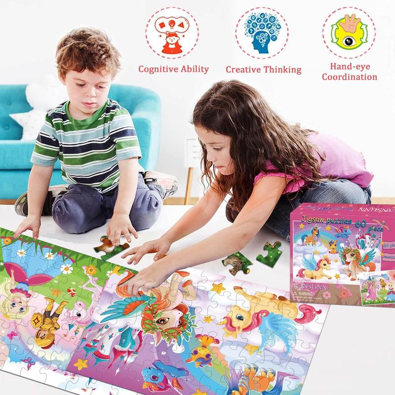 Dinosaur Puzzles for Kids Ages 4-8 Year Old - World of Huge Dinosaurs,2 Packs 60 Pieces Jigsaw Puzzle for Toddler Children Learning Educational Puzzles Toys for Boys and Girls.