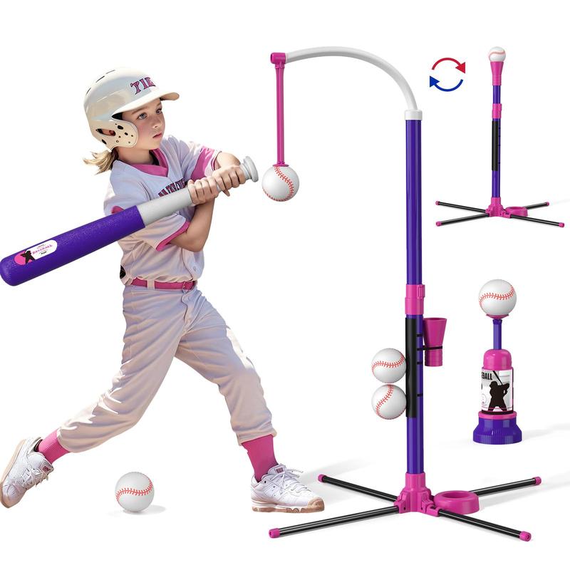 3 in 1 Baseball Toy Set, 1 Set Adjustable Height Baseball Toy with 6 Counts Baseballs, Indoor & Outdoor Sports Toy for Kids, Stocking Fillers Gift