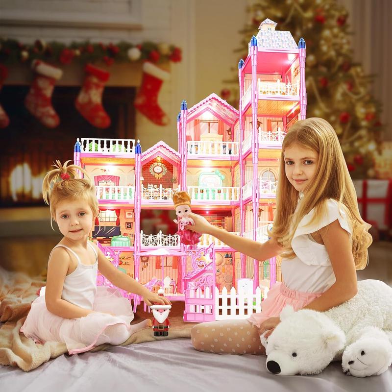 Dollhouse, Dollhouses Gifts for Girls, Doll House Playhouse Toys, 5 Stories 15 Rooms Doll Houses Dolls House for 4 5 6 7 8 9 10 Year Old Girls