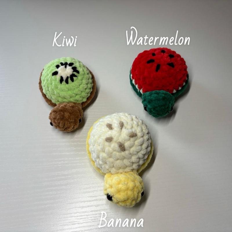 Handmade Mini Crochet Fruit Turtles, Stuffed Turtle Toy, Mini Crochet Plushie