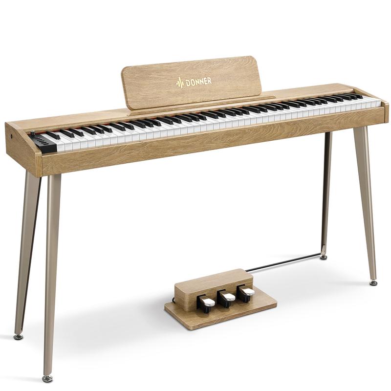 Donner DDP-60 Wooden 88-Key Semi-Weighted Upright Digital Piano with 3-Pedal for Beginner