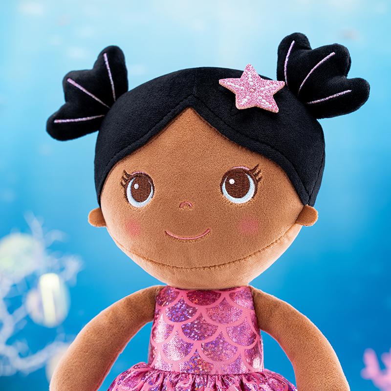 Plush Merpeople Doll Toys Baby Girl Gift Christmas Gifts for 0 to 6 Years Girls with Fuchsia Pink Dress 12 inches