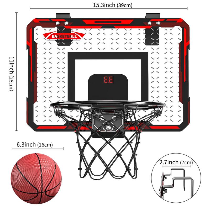 Kids Basketball Toys, 1 Set Indoor Basketball Hoop Toy with Digital Score Display, Wall-mounted Basketball Toy, Kids Toys, Basketball Toys for Teens