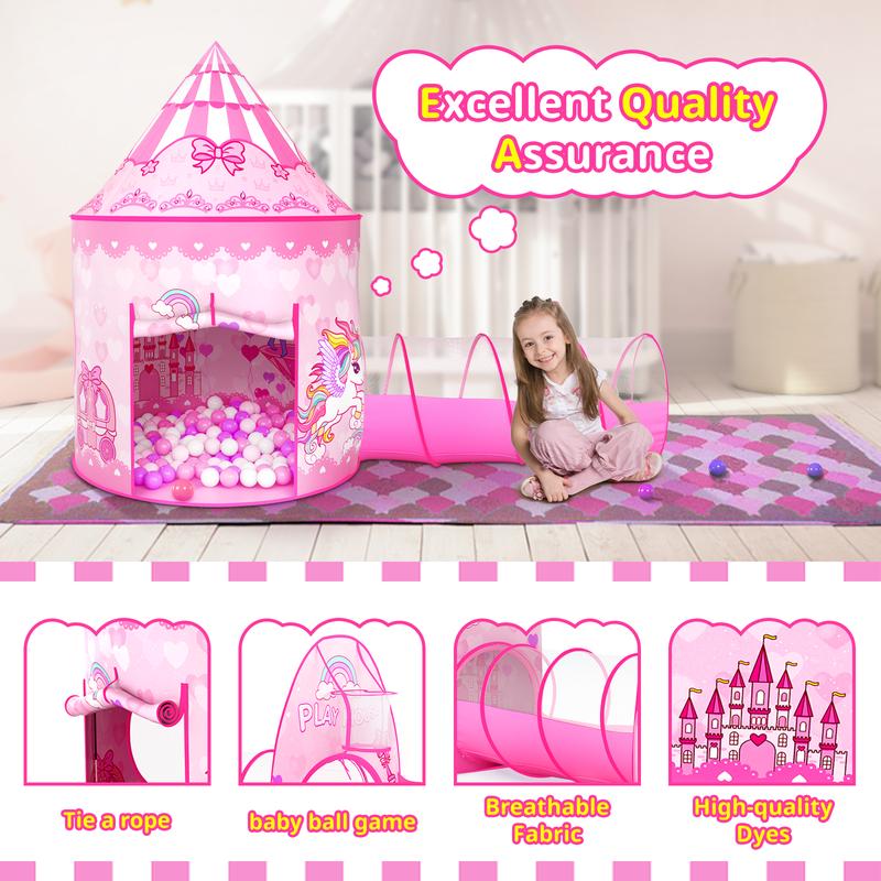 Princess Castle Playhouse Tent with Tunnel and Ball Pit - Includes Balls for Indoor and Outdoor Fun play tent princess tent