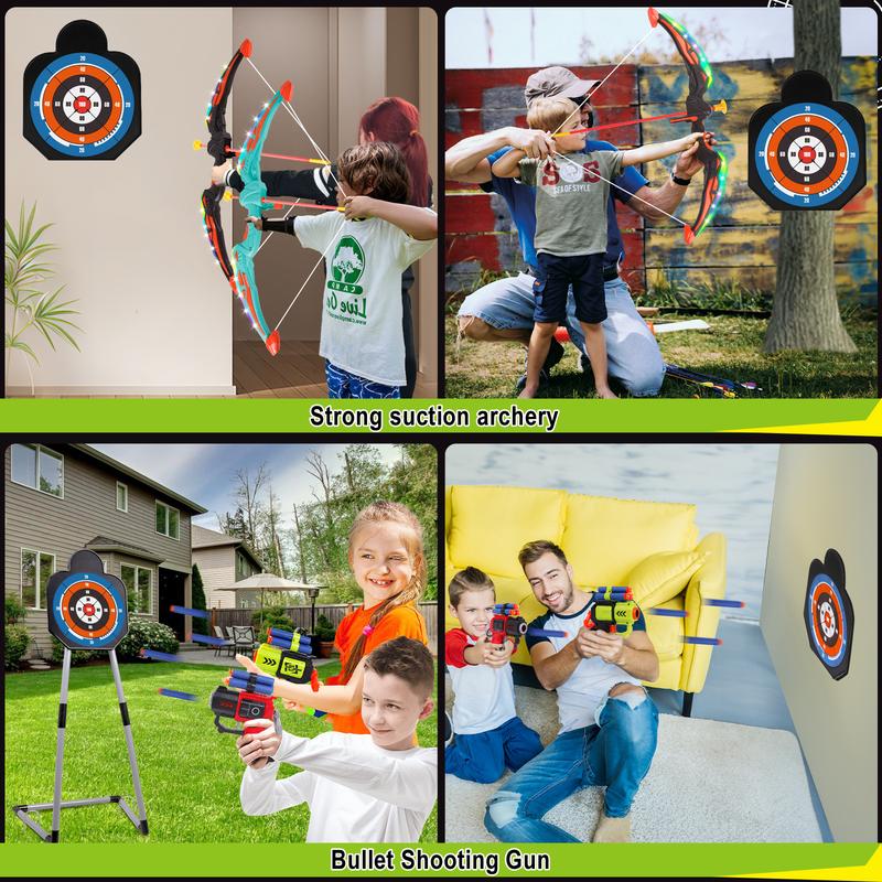 LED Children's Bow and  Arrow Set LED Luminous Archery Set Outdoor Indoor Activity Toy - Gift for Boys and Girls Ages 5-7- 9-12 Years Old suction cup arrow