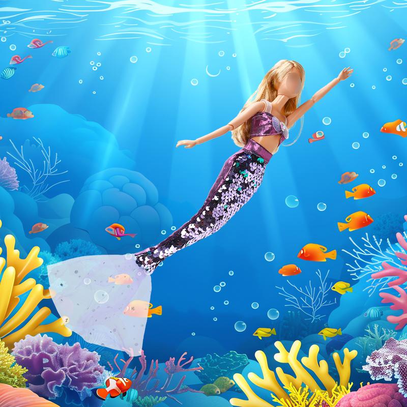 BARWA 59 PCS Girl Doll Clothes and Accessories for 11.5 Inch Doll Butterfly Swimsuit Bikini Wings Mermaid Tail Outfit Wedding Dress Fashion Top and Pants 40 Accessories 10 Pairs of High Heels Shoes