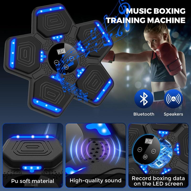 Music Boxing Machine, New Wall Mounted Smart Bluetooth Music Boxing Parent-Child Games for Kids, Adult, Electronic Focus Agility Training Equipment with Glove, Exercise Equipment