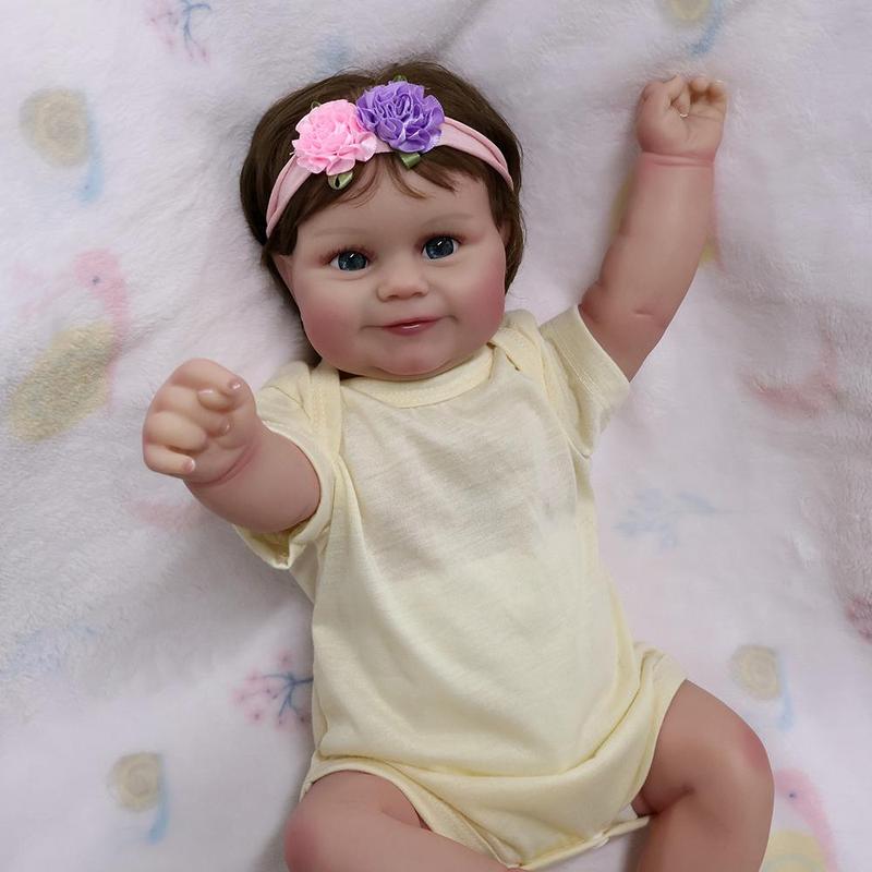 20 Inch Realistic Newborn Doll, Lifelike Newborn Dolls with Clothes & Diaper& Random Color Hairband, Soft Touch Handmade Doll Toy for Gifts