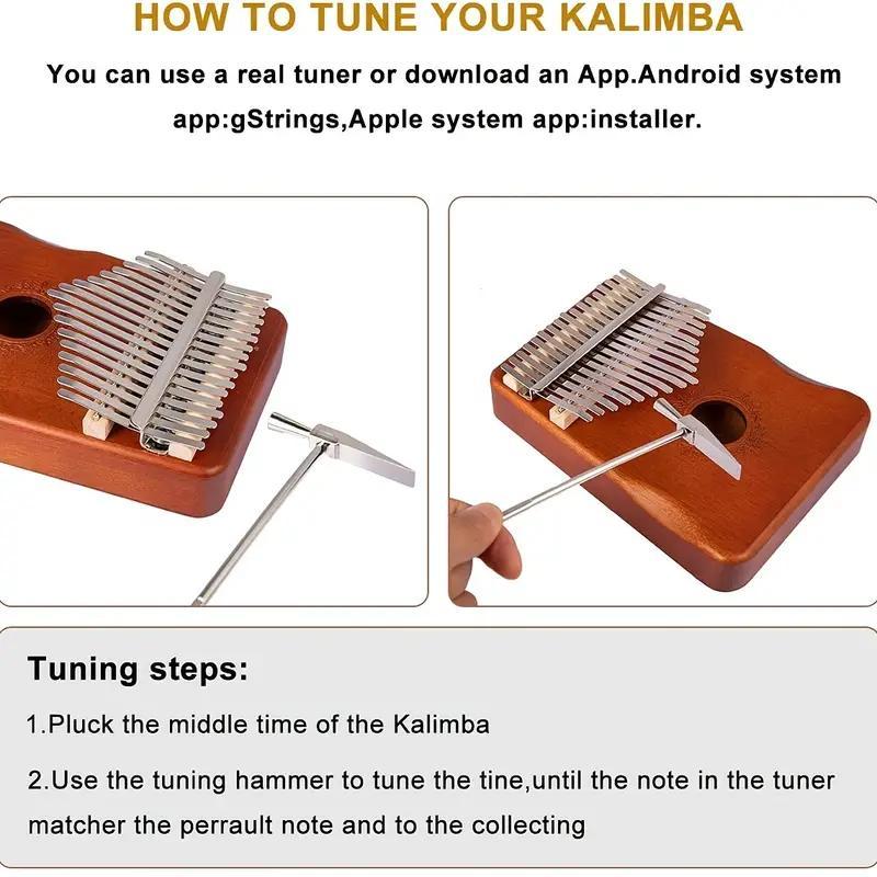 17 Keys Kalimba Thumb Piano, Retro Style Mbira Finger Piano with Storage Bag, Musical Instrument for Adults Beginners Lovers Players