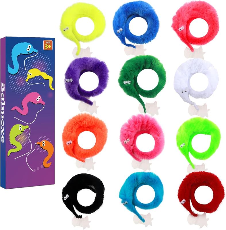 [BLACK FRIDAY DEAL OFF 50%] 12 PCS Funny Wiggly Moving Fuzzy Worms on Invisible String Close Up Magic Trick