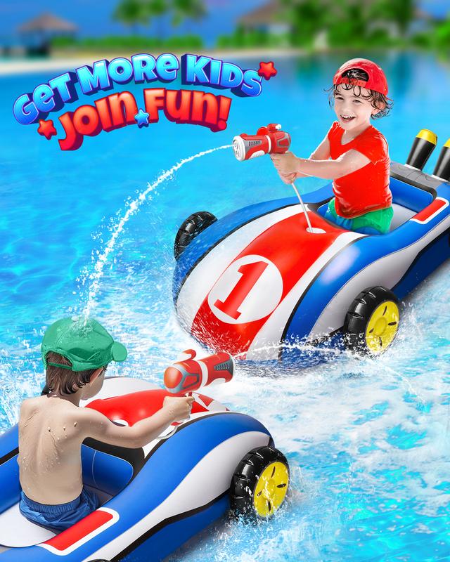 Pool Lounge Float, Inflatable Toddler Foldable Mini Pool Toy for Boys, Outdoor Ride-on Airplane Swimming Pool Toy