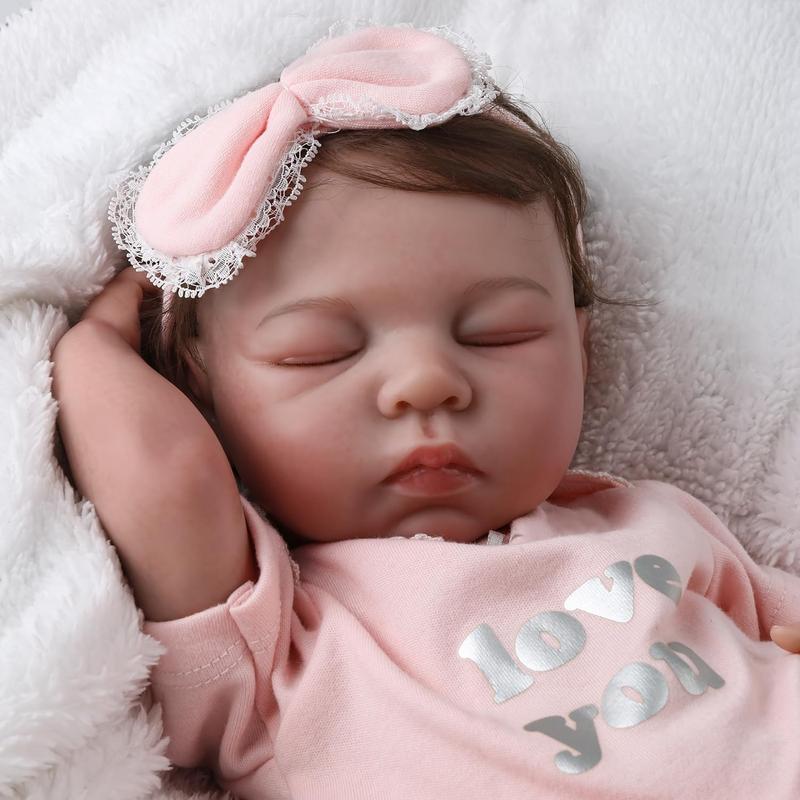 Wooroy Realistic Baby Doll - Birthday Gift, Girl Gift, Kids Gift, Reborn Baby Dolls Sleeping Girl - 19 Inches Cloth Body Realistic Newborn Baby Doll That Look Real for Kids Age 3+, Christmas Gift, Big Sister Gift