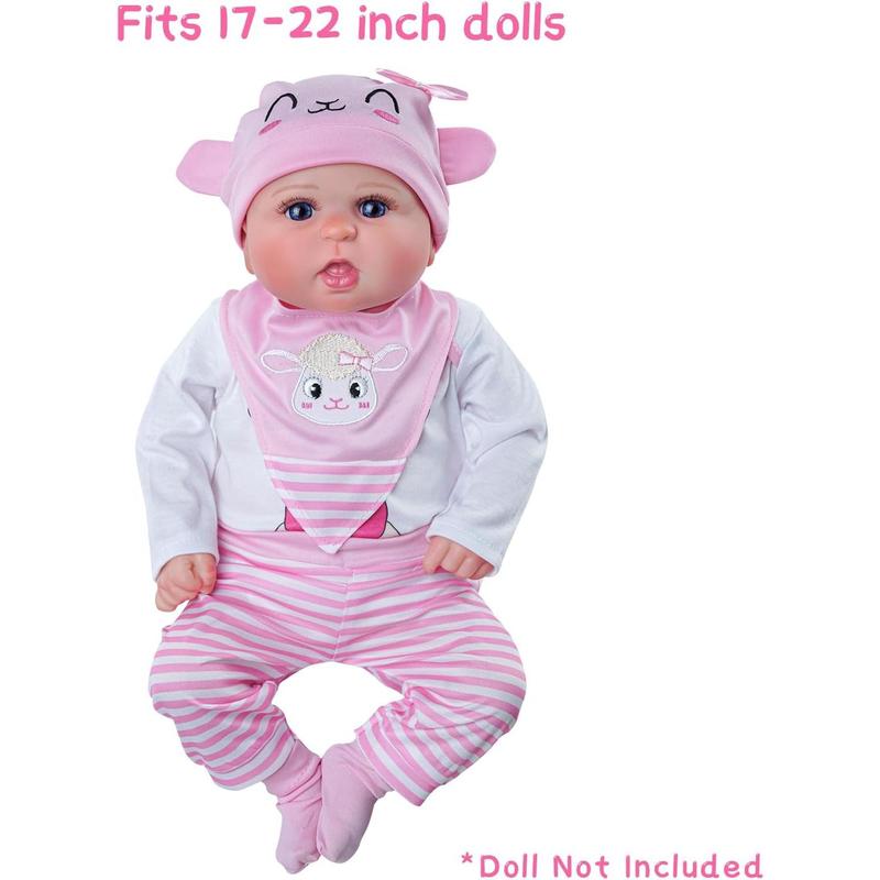 5 count Reborn Baby Doll Clothes 20 Inch Outfit Accessories Set For Reborn Baby Dolls 17-22 Inch Baby Dolls Girls Baby Clothing With Hat,Pink