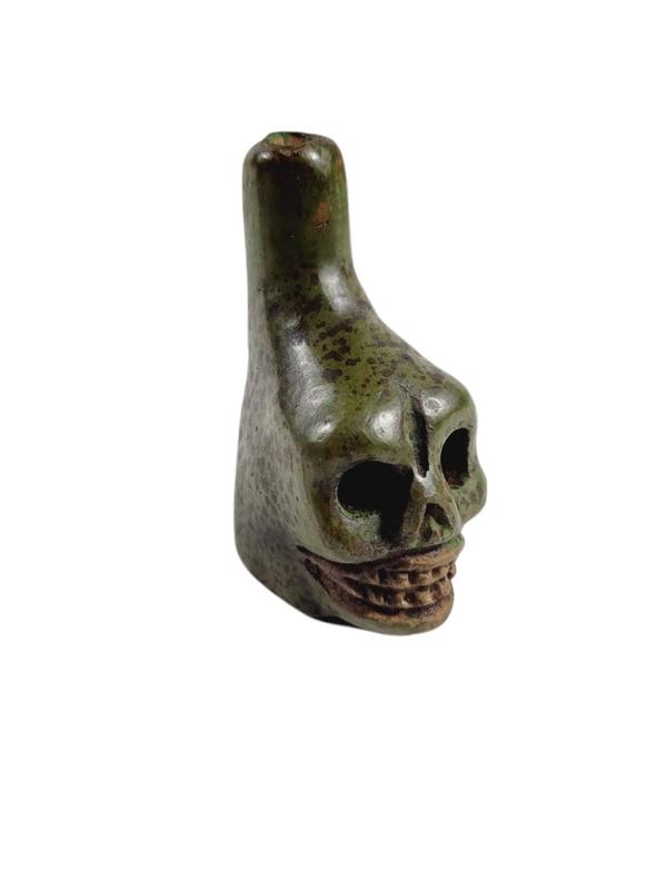 Mini Aztec Clay War Whistle, Skull Aztec Whistle