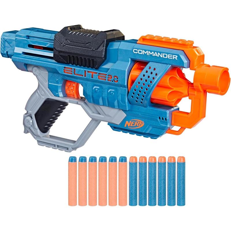 NERF Elite 2.0 Commander RD-6 Dart Blaster, 12 Darts, 6-Dart Rotating Drum, Outdoor Toys, Ages 8 and Up