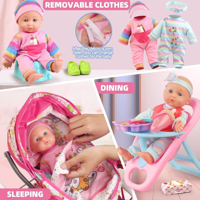 Baby Doll Stroller Toys Set with 12.5