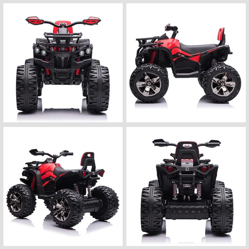 Aosom 12V Kids ATV Quad Car, Battery-Powered Four Wheeler for Kids with Music, Headlights