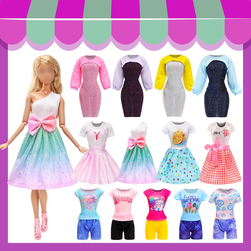 BARWA 59 PCS Girl Doll Clothes and Accessories for 11.5 Inch Doll Butterfly Swimsuit Bikini Wings Mermaid Tail Outfit Wedding Dress Fashion Top and Pants 40 Accessories 10 Pairs of High Heels Shoes