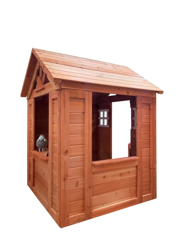 Outdoor Playhouse For Boys Girls Pretend Play Wooden Cottage Playhouse With Flowerpot Holder Window For Outdoor Garden Lawn Patio Yard (42