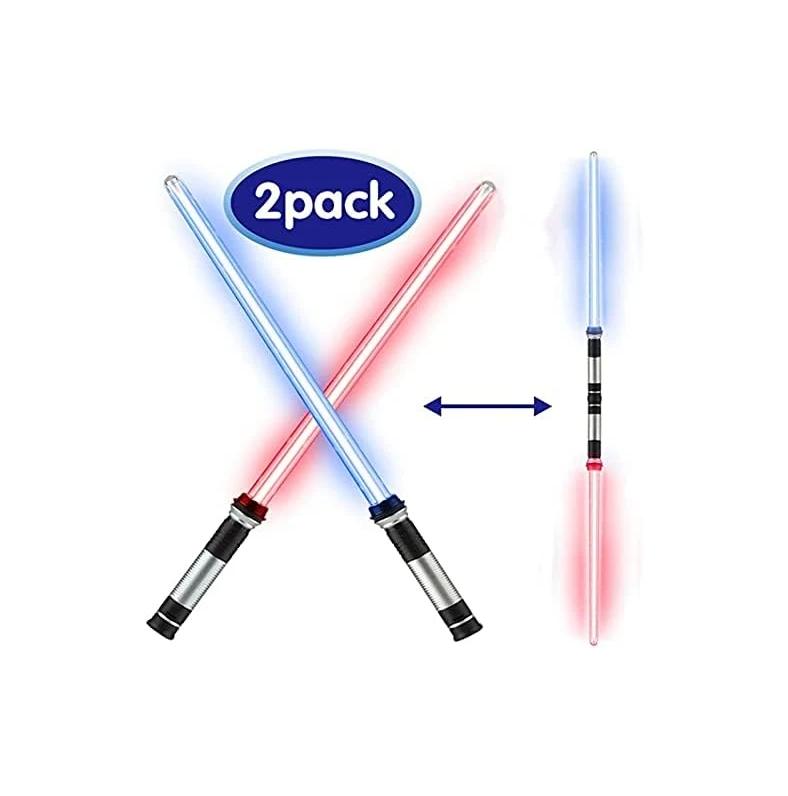 2-in-1 LED Light Up Saber with Sound - Retractable 7 Colors Light Saber Sword for Kids - 2 Packv for Adults Kids Birthday Halloween Cosplay, Xmas Present, Metroid and Warrior