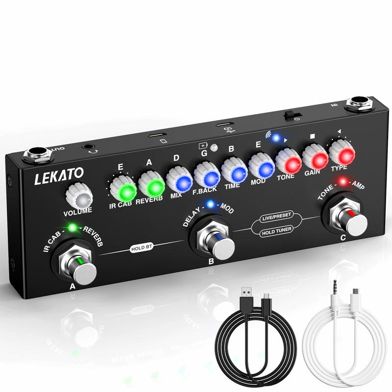 LEKATO Multi Effects Guitar Pedal, with IR Loading 9 AMP Models, Delay Reverb Distortion Overdrive, Rechargable Electric Guitar Effects Multi Pedal Support Recording,Bluetooth 5.0, Back to School