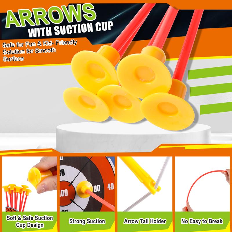 LED Children's Bow and  Arrow Set LED Luminous Archery Set Outdoor Indoor Activity Toy - Gift for Boys and Girls Ages 5-7- 9-12 Years Old suction cup arrow