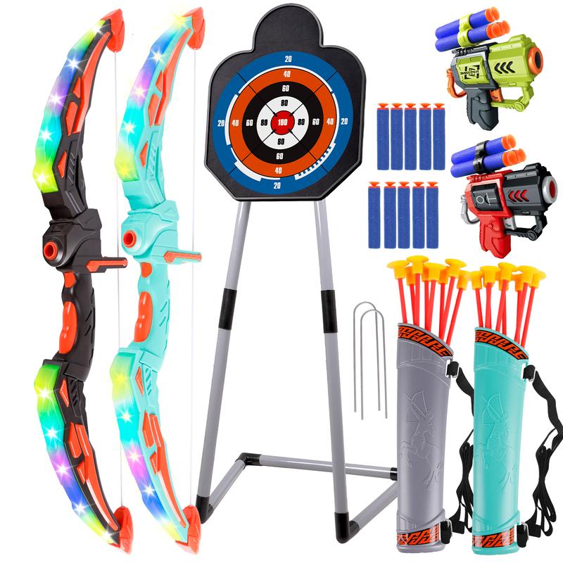 LED Children's Bow and  Arrow Set LED Luminous Archery Set Outdoor Indoor Activity Toy - Gift for Boys and Girls Ages 5-7- 9-12 Years Old suction cup arrow