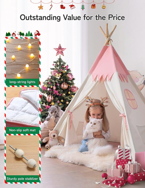 besrey tent,kids tent,indoor play LED light tent,100% cotton,indoor decoration,christmas gift Foldable Colorful