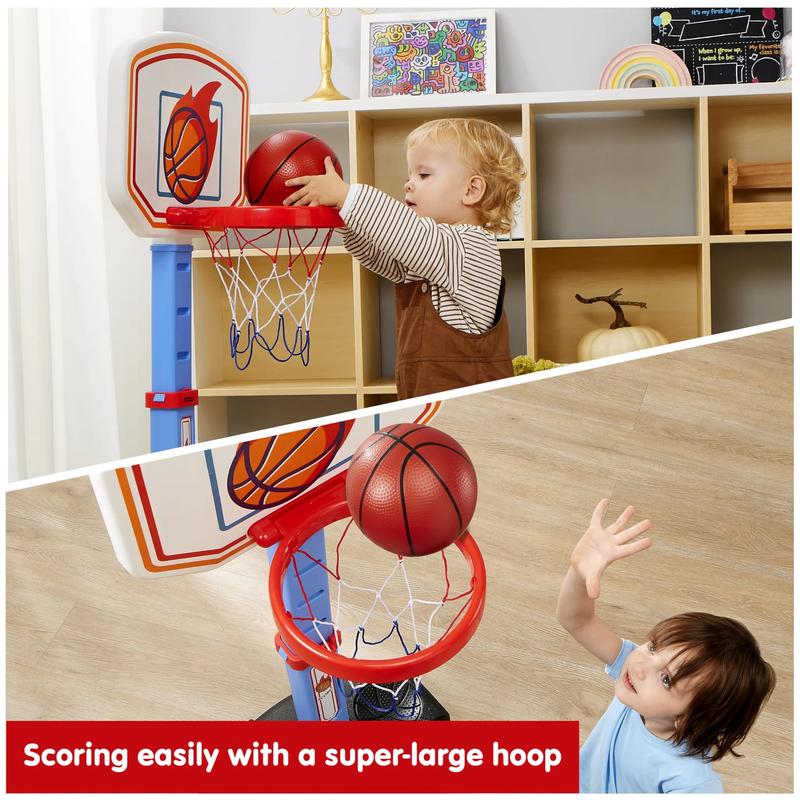 Christmas 2024 Gifts Basketball Arcade Game Set, Adjustable Basketball Goal with 4 Balls for Kids Toddler Indoor Outdoor Play, Carnival Games, Christmas New Year Birthday Gift-Air Pump Included