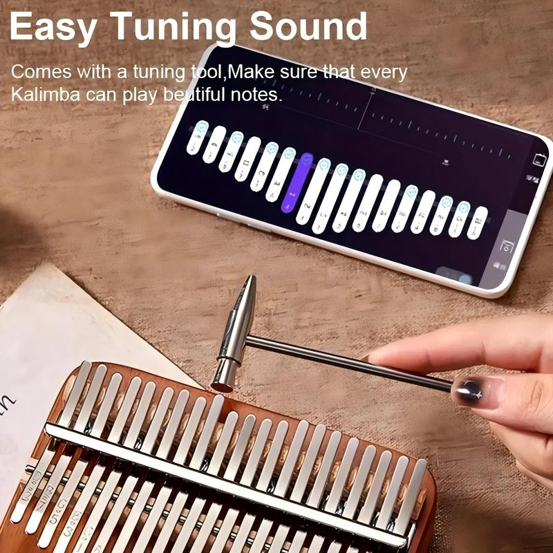 21 Key Kalimba Thumb Piano, Sailboat & Sea Pattern Finger Piano with Tuning Hammer, Portable Musical Instrument for Beginners