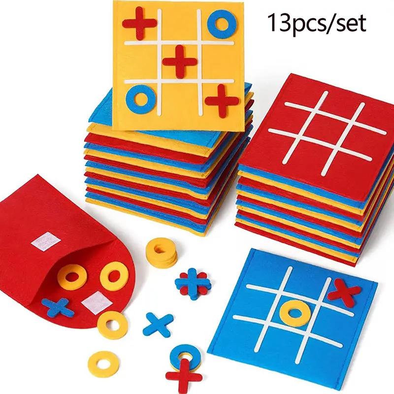 Random Color Tic Tac Toe Board, 13pcs set Mini Chess Board Game for Family Party Use, Portable Puzzle Games for Adults & Kids