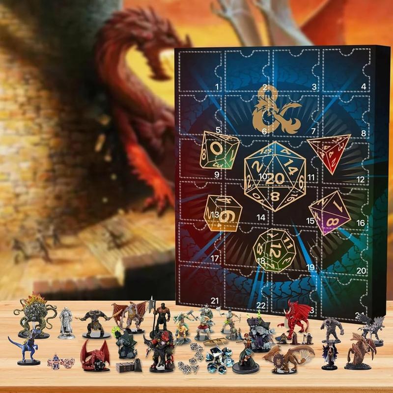 2024 Dungeons and Dragons Advent Calendar Random Polyhedral Dice Advent Calendar 2024 24 Days Countdown Dungeons and Dragons Gifts Christmas Advent Calendar for Game Lover