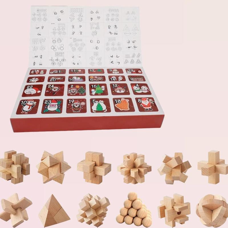 Christmas Countdown Advent Calendar 2024 with 24 Brain Teasers - Fun Holiday Gift