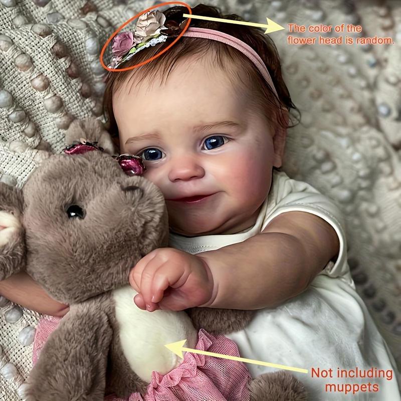 20 Inch Realistic Newborn Doll, Lifelike Newborn Dolls with Clothes & Diaper& Random Color Hairband, Soft Touch Handmade Doll Toy for Gifts