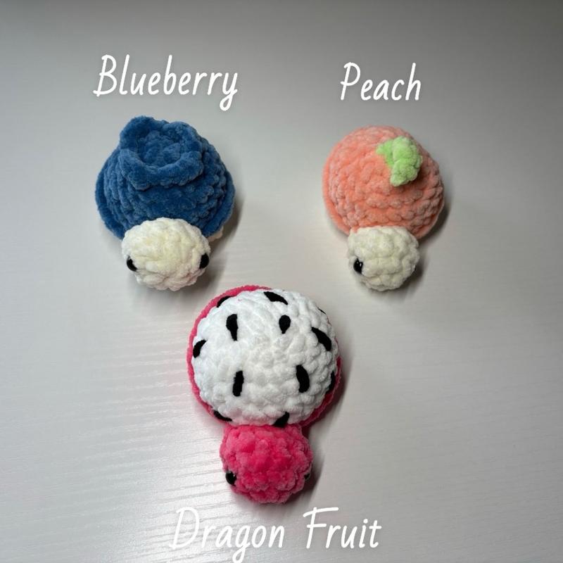 Handmade Mini Crochet Fruit Turtles, Stuffed Turtle Toy, Mini Crochet Plushie