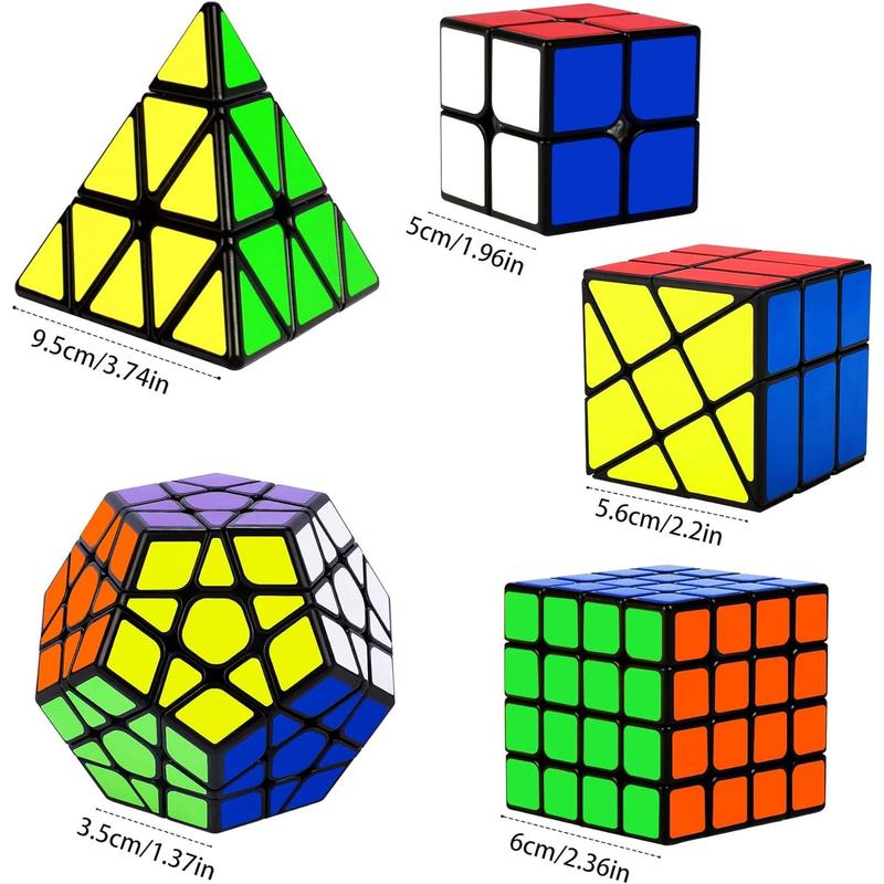 Speed Cube Set, Puzzle Cube, Magic Cube 2x2 4x4 Pyraminx Pyramid Megaminx Fenghuolun Puzzle Cube Toy Gift for Children Adults, Pack of 5