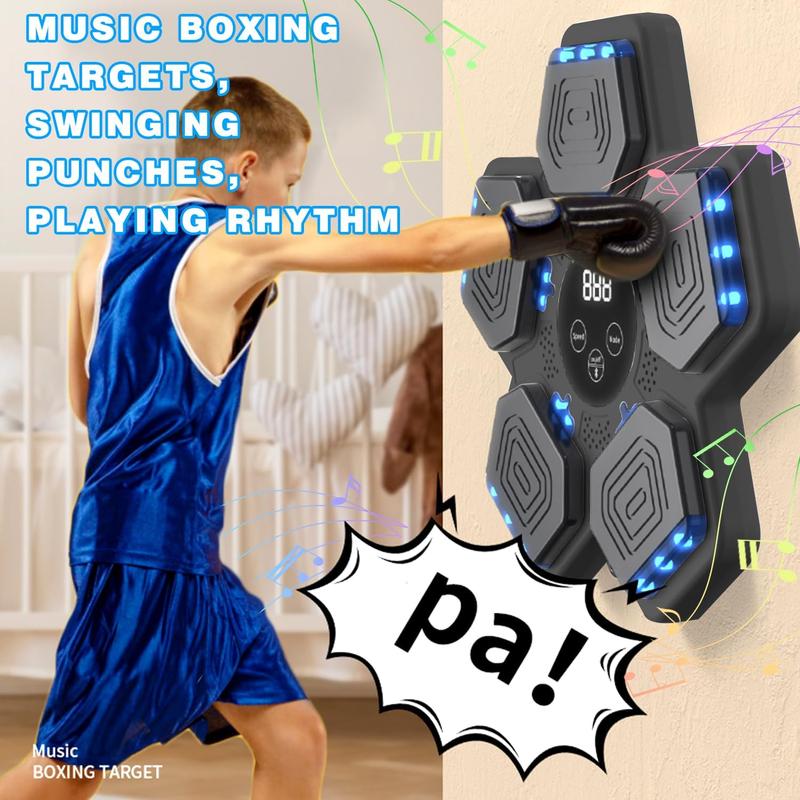 Music Boxing Machine, New Wall Mounted Smart Bluetooth Music Boxing Parent-Child Games for Kids, Adult, Electronic Focus Agility Training Equipment with Glove, Exercise Equipment