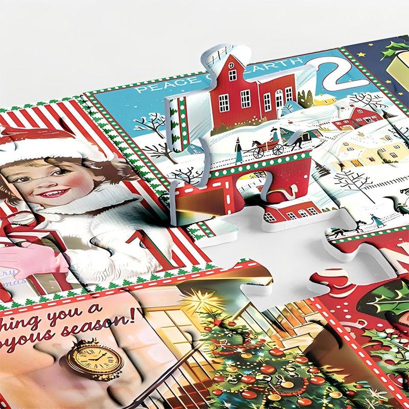 Christmas Advent Calendar Puzzle 1000 PCS for Adult, Christmas Countdown Calendar 2024 Jigsaw Puzzle, Holiday Santa Puzzle with 24 Boxes Advent Calendar