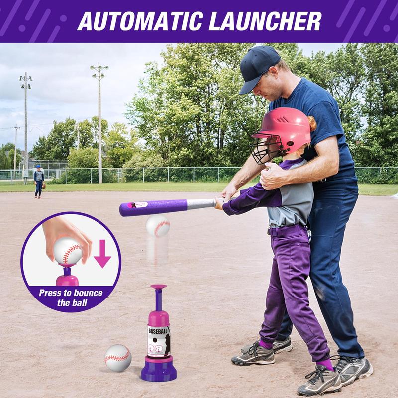 3 in 1 Baseball Toy Set, 1 Set Adjustable Height Baseball Toy with 6 Counts Baseballs, Indoor & Outdoor Sports Toy for Kids, Stocking Fillers Gift