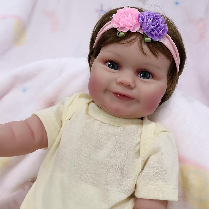 20 Inch Realistic Newborn Doll, Lifelike Newborn Dolls with Clothes & Diaper& Random Color Hairband, Soft Touch Handmade Doll Toy for Gifts